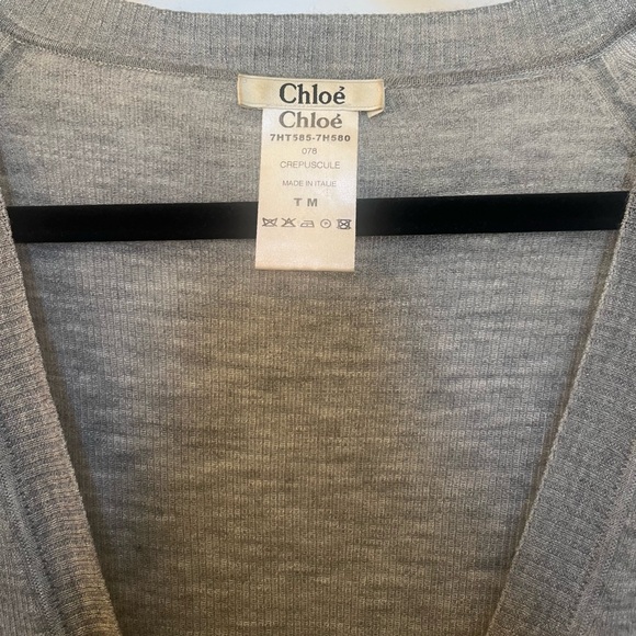 Chloe Cashmere grey Lightweight long cardigan size M - Picture 3 of 7